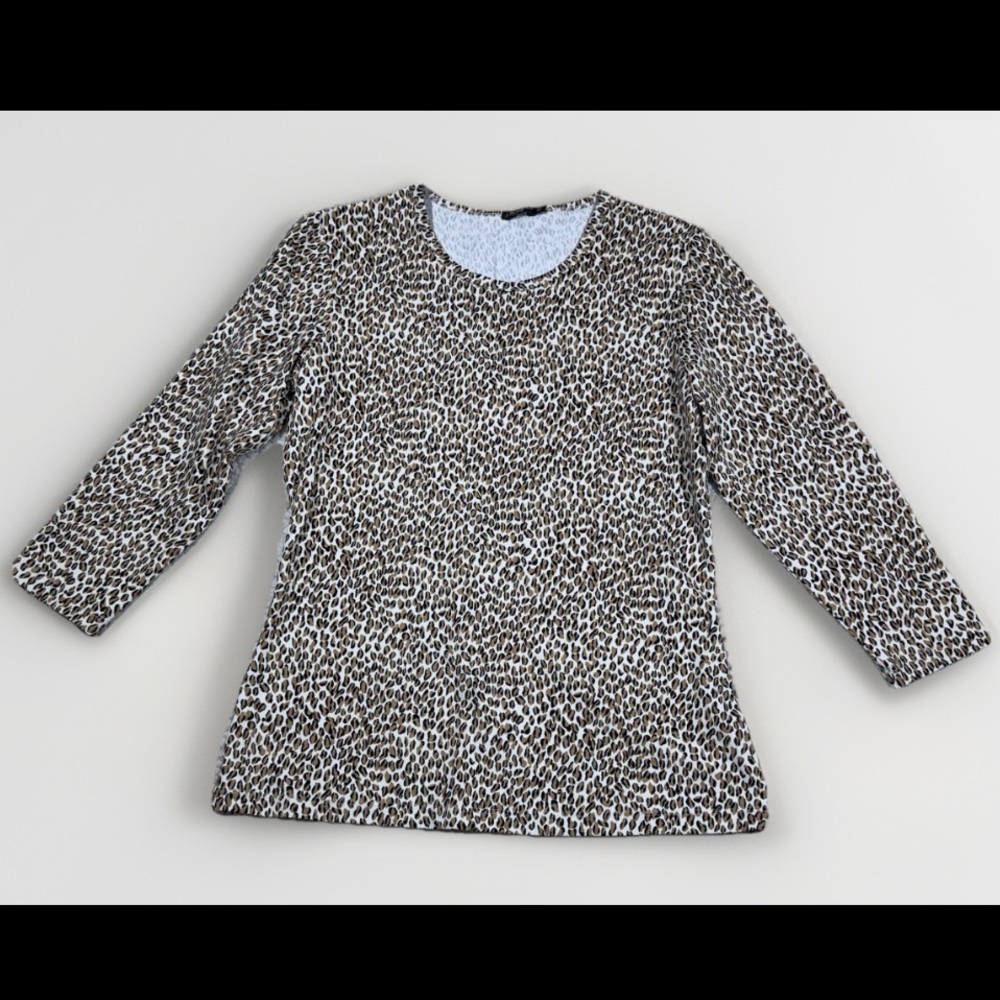 J Mclaughlin Signature Catalina Cloth Leopard Animal Print Top Brown size XS